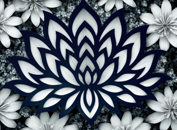 Handgemaakte Houten Lotus – Laser Gesneden, Geschuurd & Geverfd – Decoratieve Bloem 27x34 cm  kleur zwart