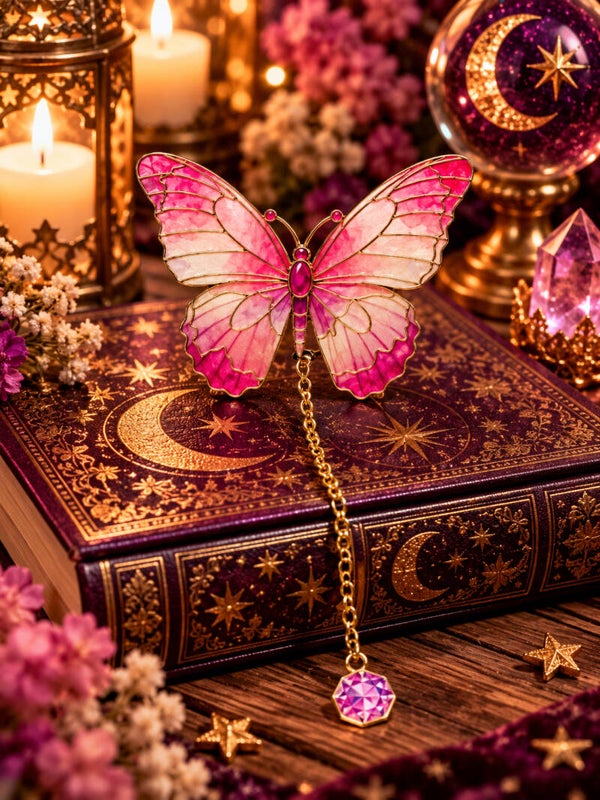Pink Butterfly Bookmark – Metalen Vlinder