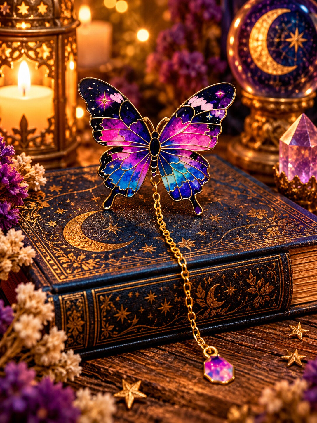Pink Galaxy Butterfly Bookmark