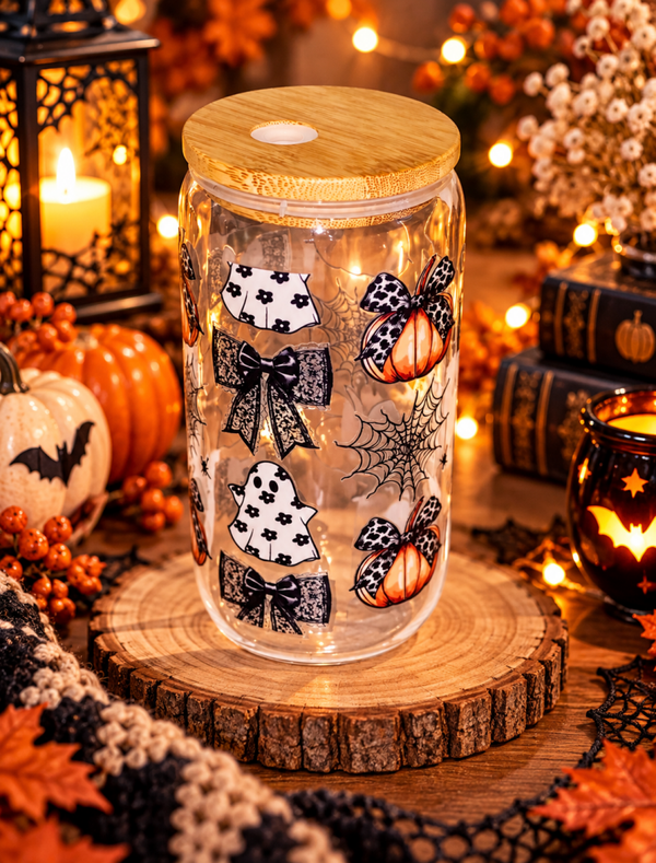 Halloween Drinkglas Cute Spooky Ghosts & Bows