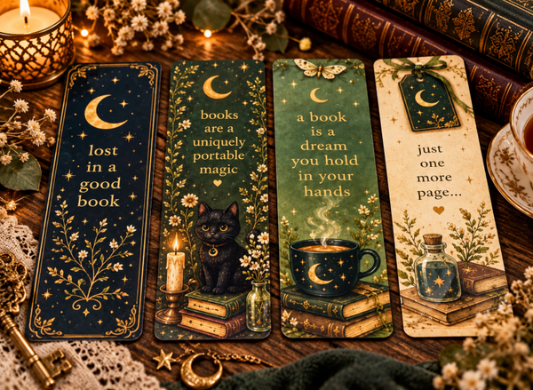 Moonlit Bookish Magic – Set van 4 Bladwijzers