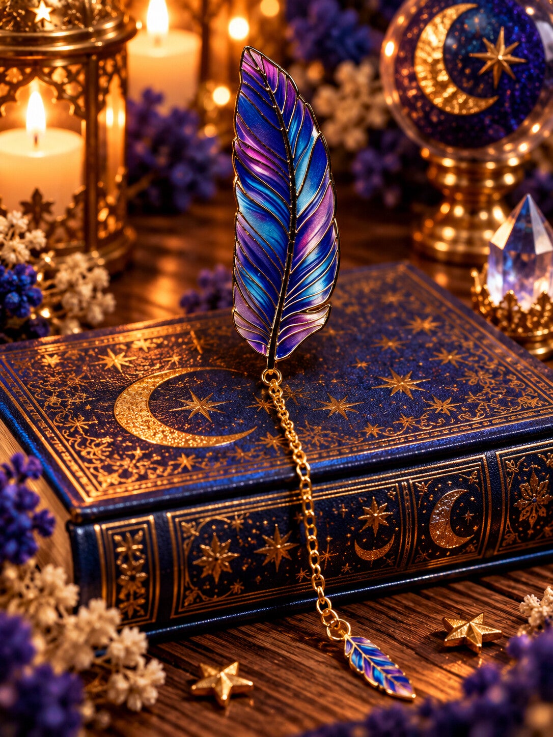 Purple & Blue Feather Bookmark