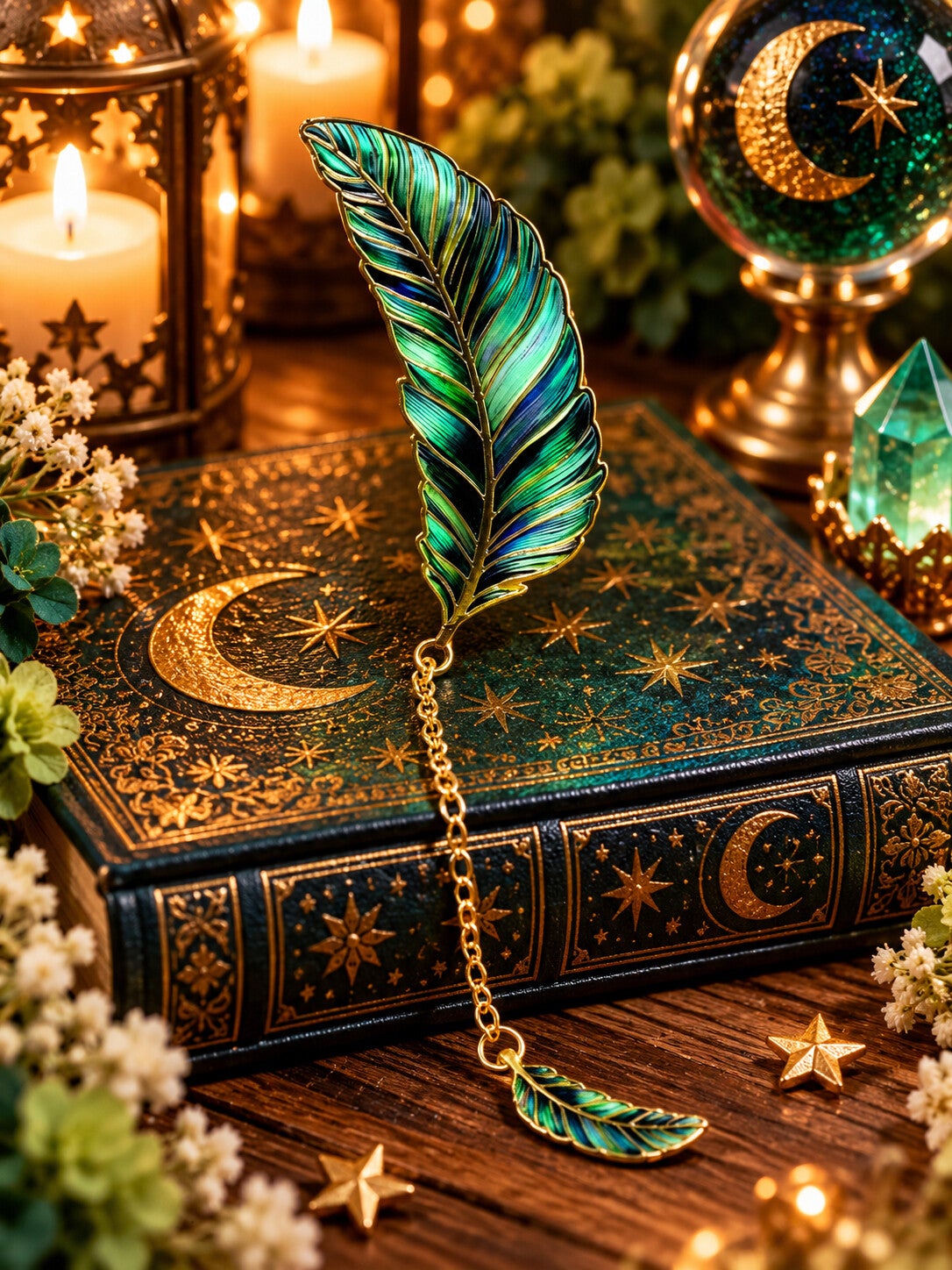 Green Feather Bookmark