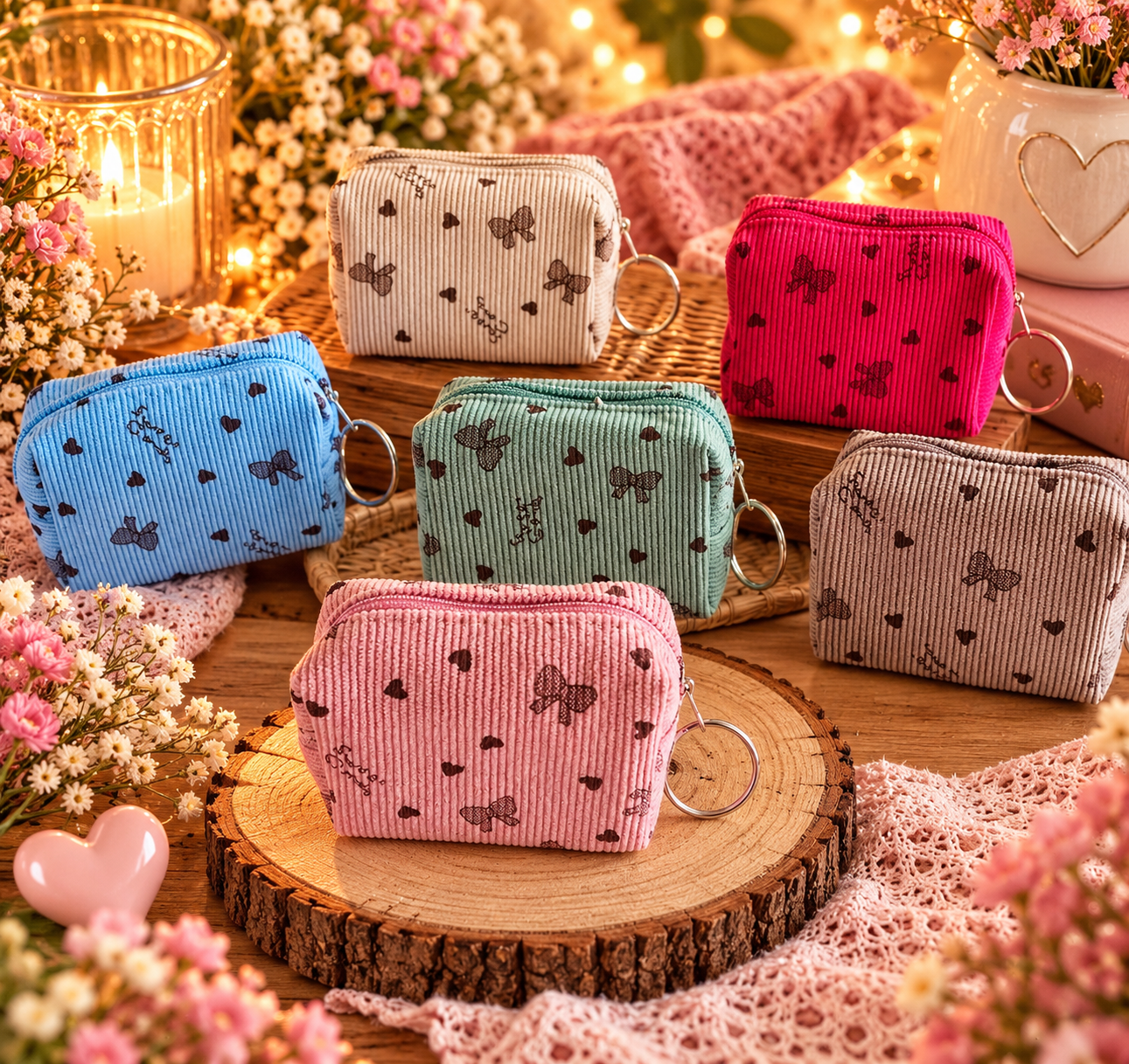 Corduroy mini tasje met print 👜💖
