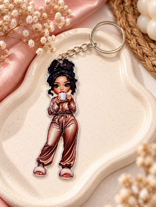 Cozy girl sleutelhanger – relax vibe 💖