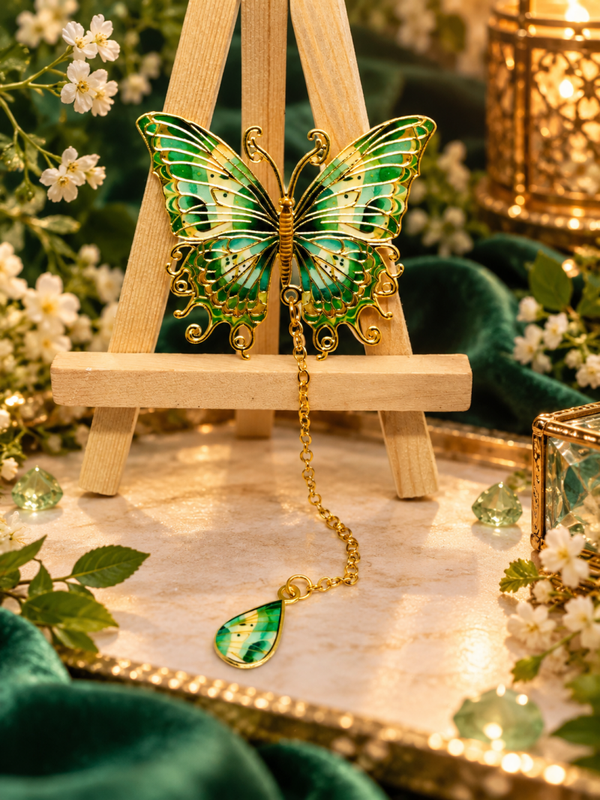 Groene Vlinder Bladwijzer  Goudkleurige