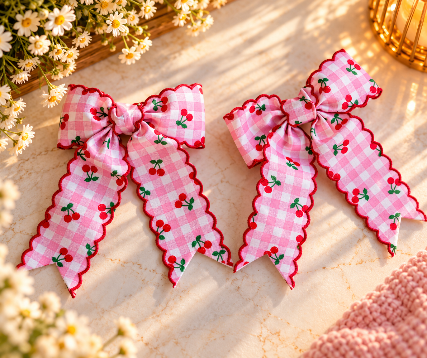 🍒 Cute cherry haarstrikken (set van 2)