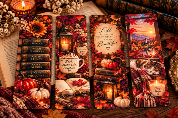 Autumn Reading Magic 🍁 – Set van 4 Herfst Bladwijzers