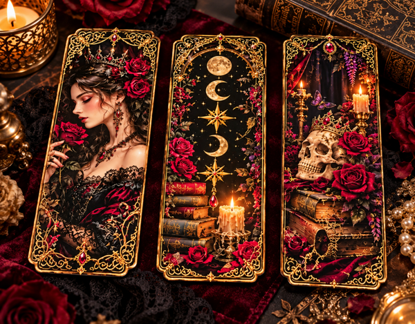 Midnight Rose Fantasy 🌹🌙 – Set van 11 Gothic Bladwijzers