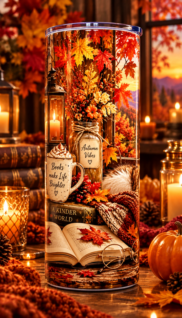Cozy Autumn Cat 🍁🐈 – Herfst Drinkbeker met Slapend Katje