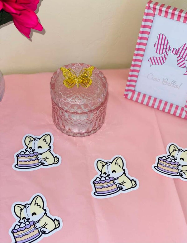Cute Corgi Cake Sticker 🐶🎂 (5 cm)
