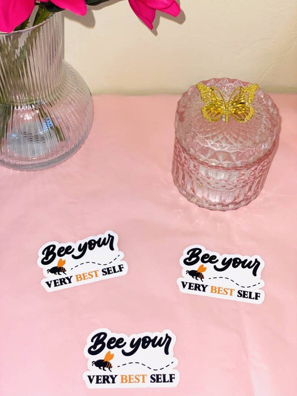 Motivatie Sticker “Bee Your Very Best Self” 🐝✨ (5 cm)