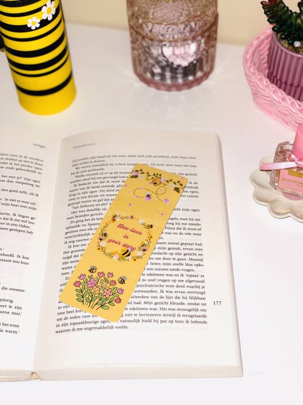 Bee-lieve in your story” Boekenlegger 🐝🌼 | Inspirerende Bookmark