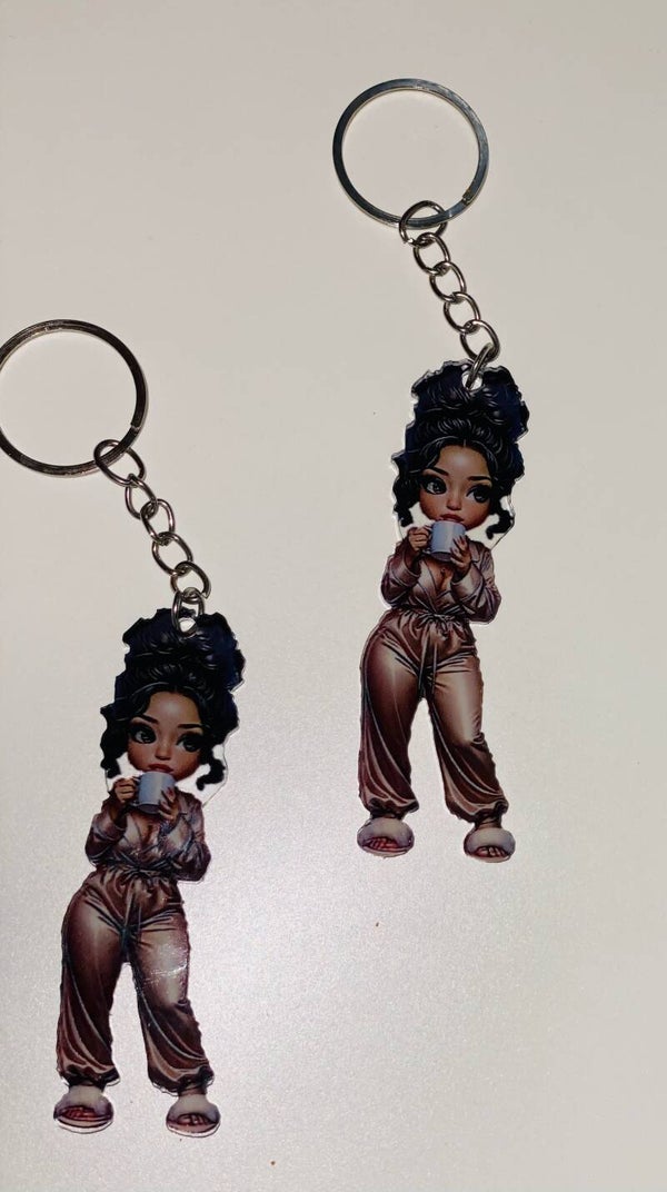 Cozy girl sleutelhanger – relax vibe 💖