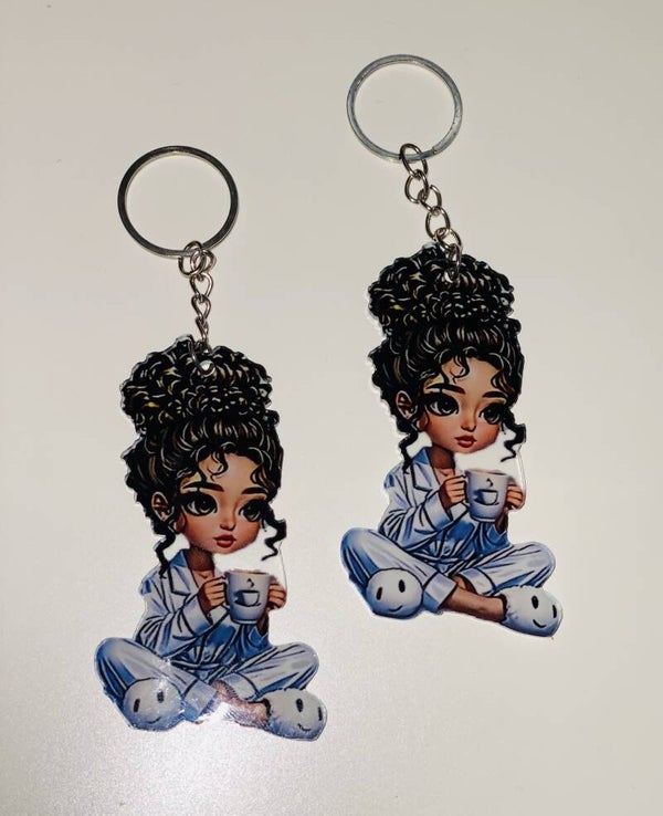 Cute girl sleutelhanger – coffee vibe ☕💖