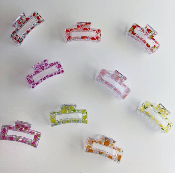 Trendy haarclips met fruit design – kleurrijke claw clips 🍓🍋💖