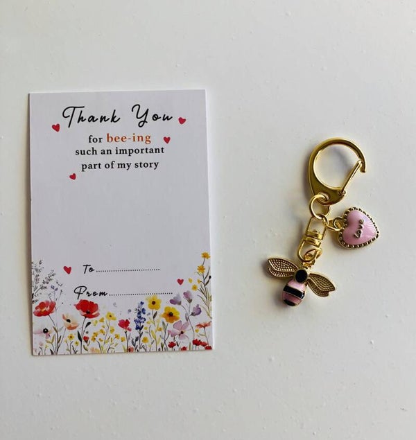Bee Sleutelhanger Cadeau 🐝💖 | “Thank You” Gift met Kaart
