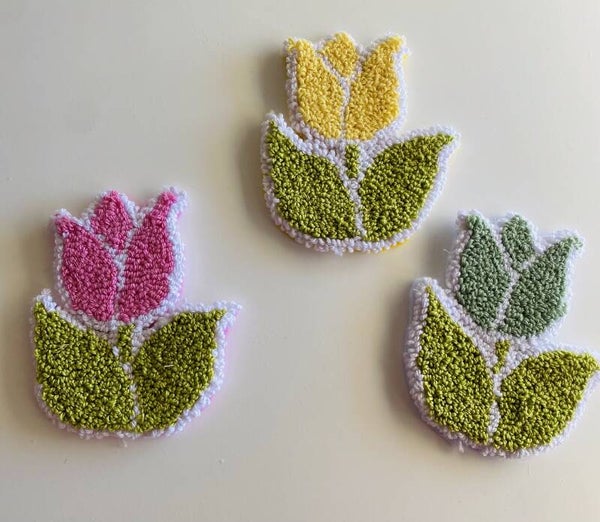 Punch needle bloemen set (3 stuks) 🌷✨