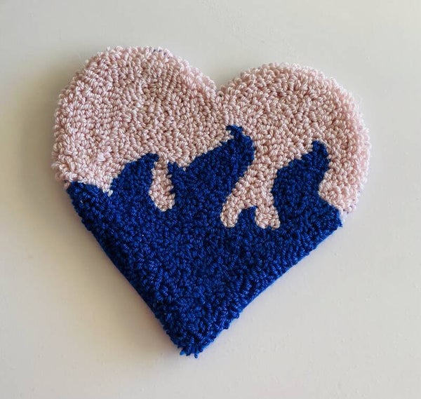 Punch Needle Hart Decor 💙🩷 | Handgemaakte Wanddecoratie