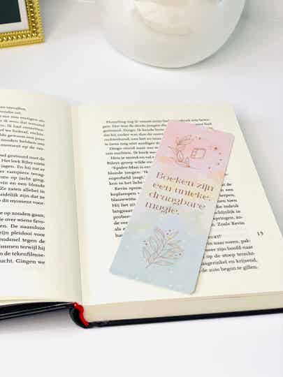 Unieke Gelamineerde Bladwijzers met tekst  – Handgemaakt met Liefde!