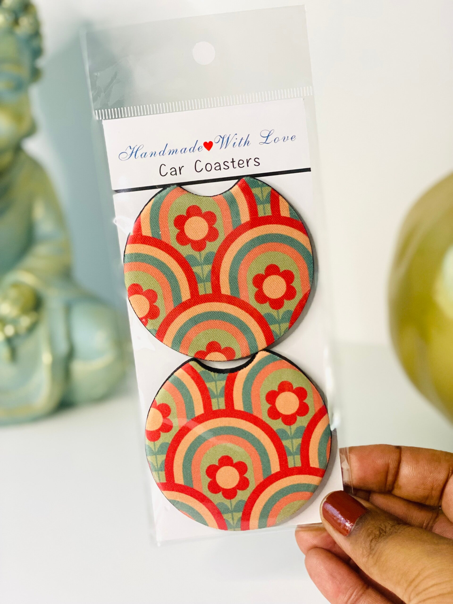 Car Coasters Set van 2 – Auto Onderzetters met DTF-print – Kleurrijk & Slijtvast