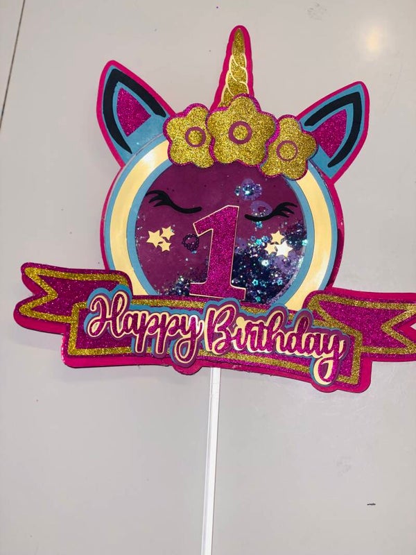 🦄 Cake Topper – Magische Unicorn 🌈✨
