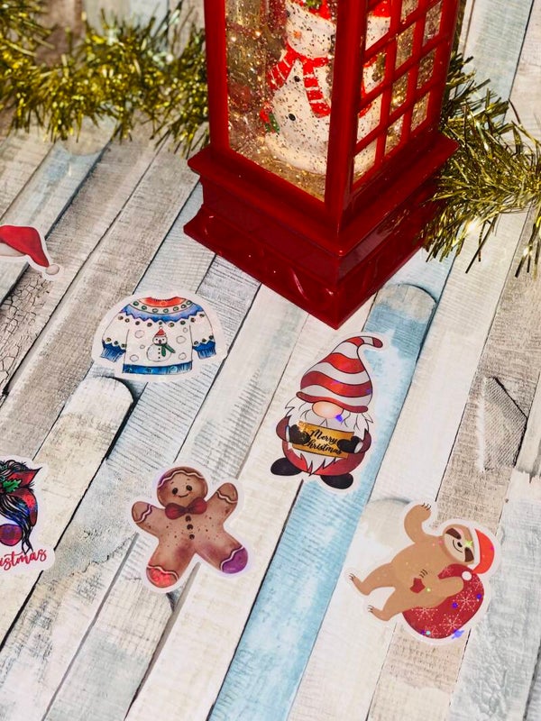 ❄️10  Cricut Kerst Stickers – Holografische Sparkle Edition