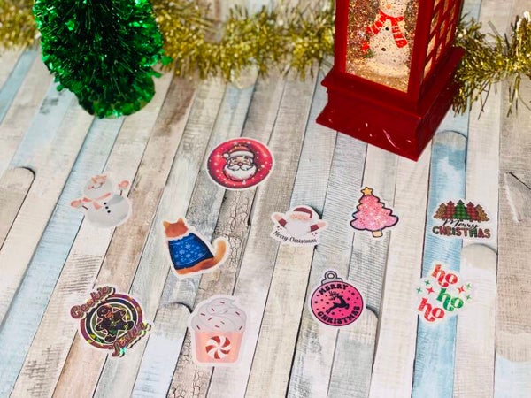 ✨ 10 Magische Kerst Stickers – Halogeen Holografisch Effect