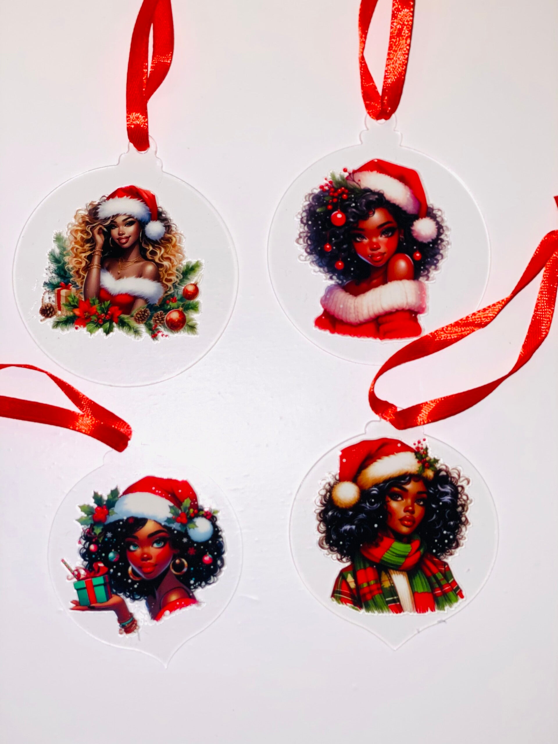 Magische Kersthanger met Fairy-kaanse Print – Unieke Boomdecoratie 4 Stuks