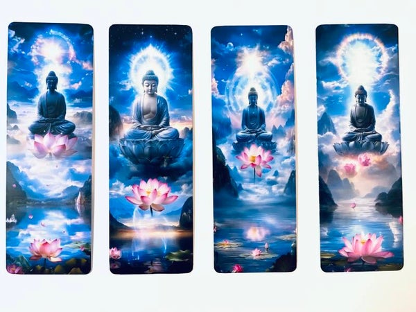 🌸 Set van 4 Gelamineerde Boeddha Bladwijzers