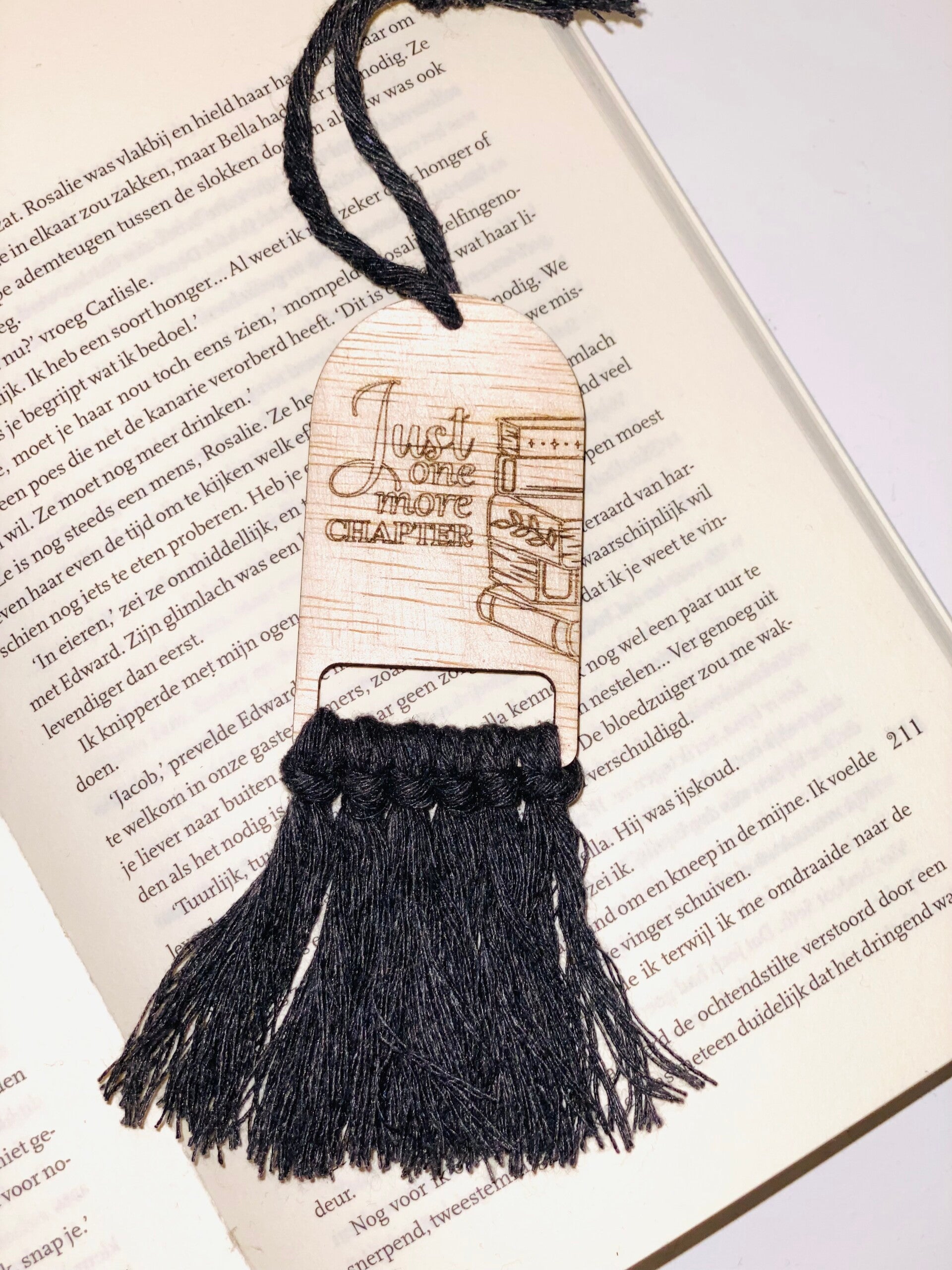 Bohemian Houten Bladwijzer – Macramé Detail | Handmade