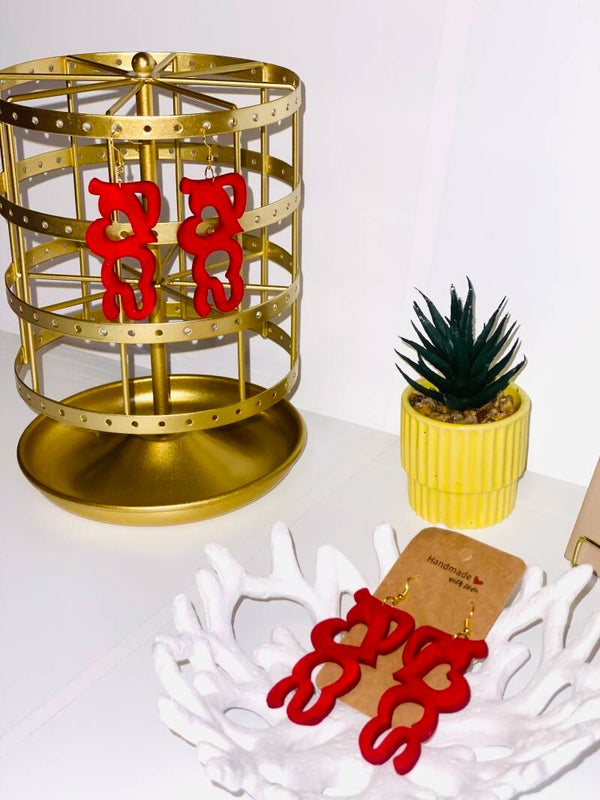 Houten Oorbellen “Locks” – Handgemaakte Statement Oorbellen met Tekst | Lichtgewicht Sieraden