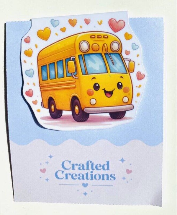 Magnetische Bladwijzer Schoolbus – Handgemaakt – Kawaii Boekenlegger – Crafted Creations