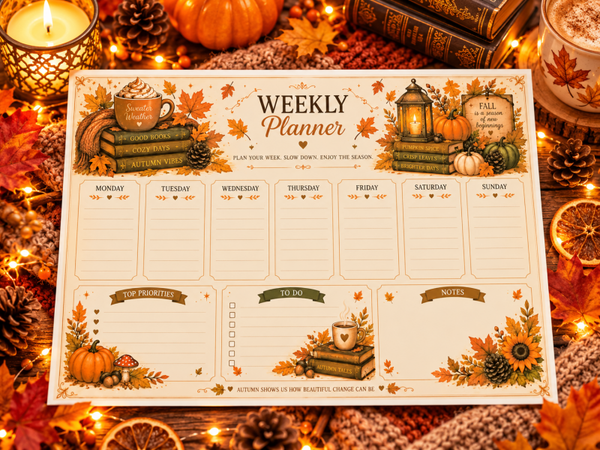 Cozy Autumn Weekplanner 🍁 | Herfst Weekplanner met To-Do Lijst, Prioriteiten & Notities