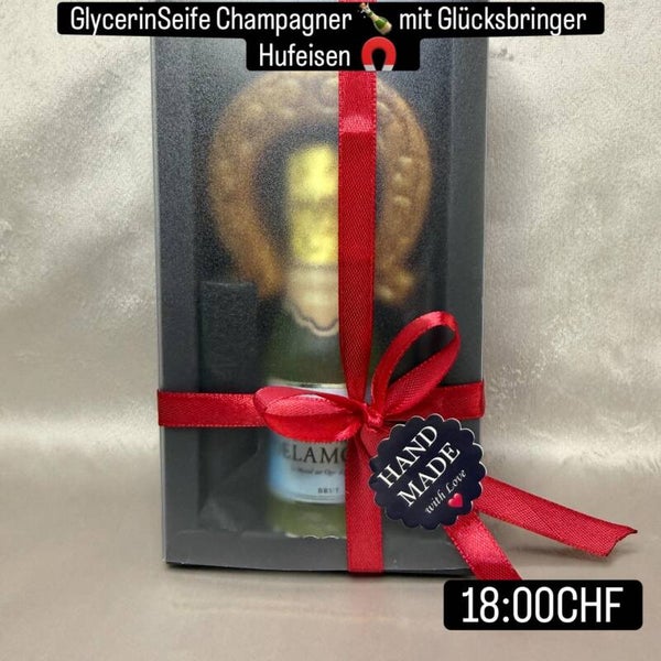 Seifenset: Champagner mit Hufeisen