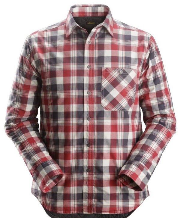 Geruit Gevoerd Flanellen Shirt met Lange Mouwen / 8501