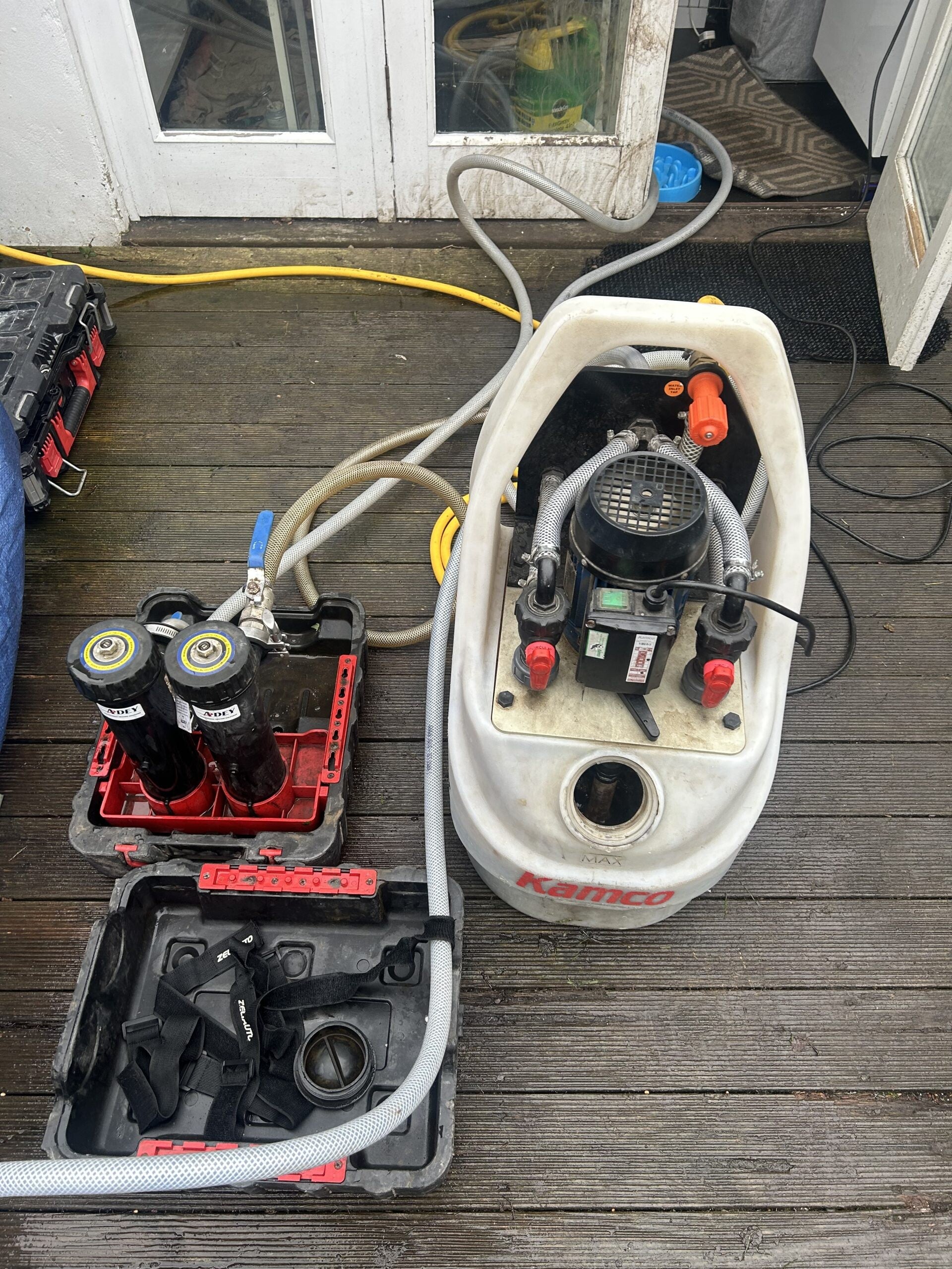 powerflush machine setup ready to clean a heating system