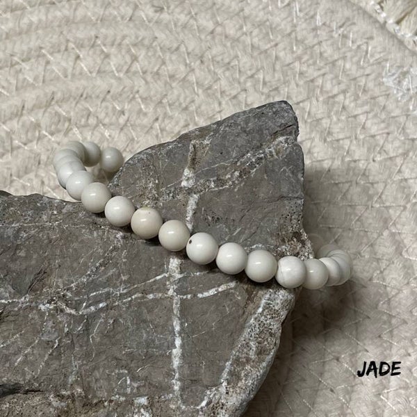 Armband Witte Jade, 6 mm
