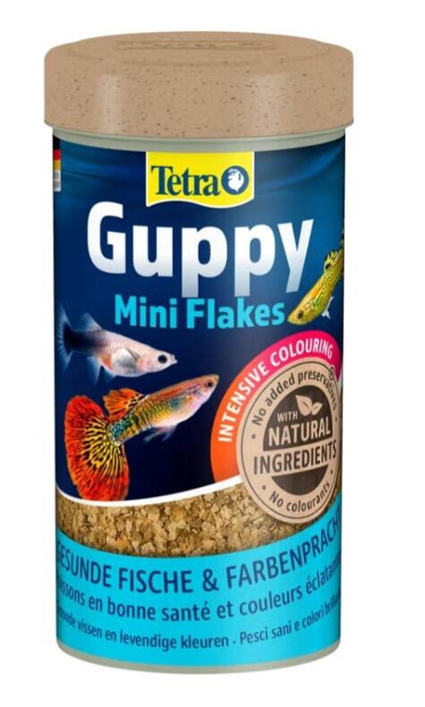 Tetra Guppy Mini Flakes, 250 ml Hoofdvoer voor guppies en levendbarende vissen