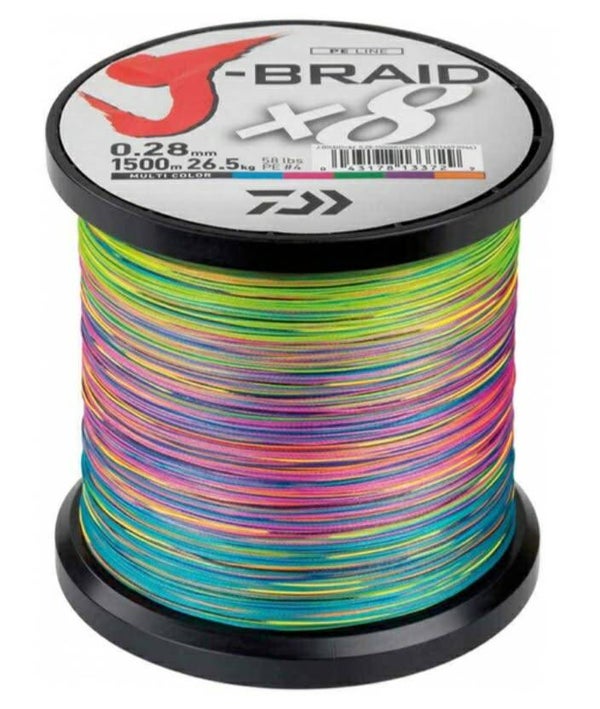 Daiwa J-Braid X8 Gevlochten Lijn Multi Colour 1500m Daiwa J-Braid X8 0.35mm/36kg