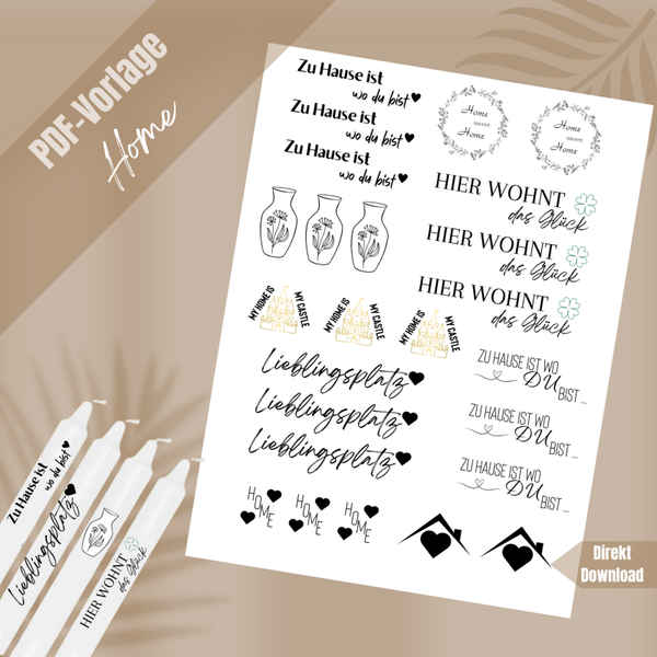 Kerzentattoos Vorlage Home – Digitale Dateien für DIY Kerzen
