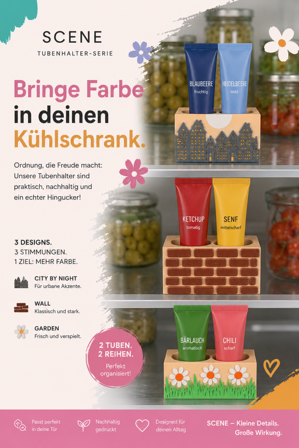 SCENE Tubenhalter – Stylischer Kühlschrank Organizer