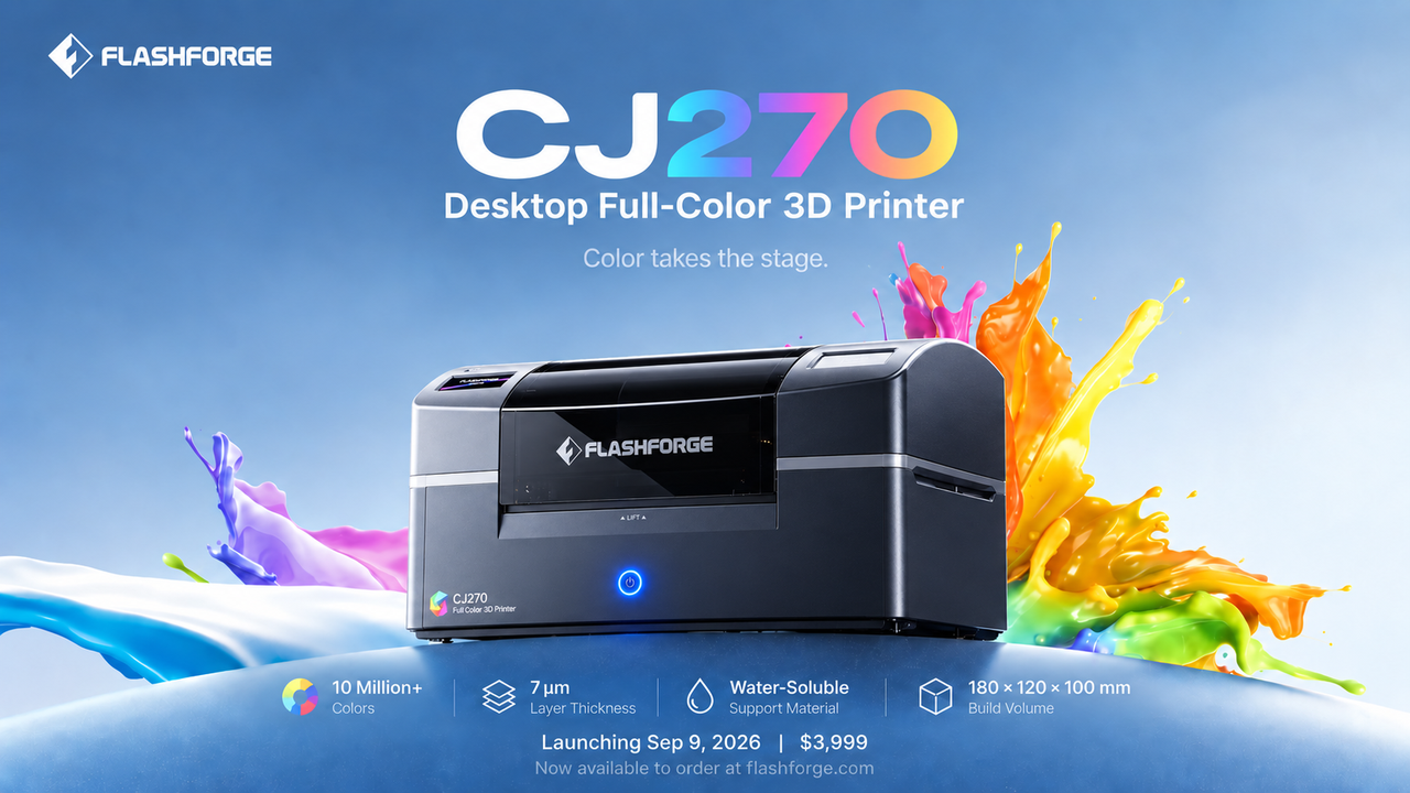 Flashforge CJ270: Weltweit erster Desktop-3D-Drucker mit echtem Vollfarbdruck