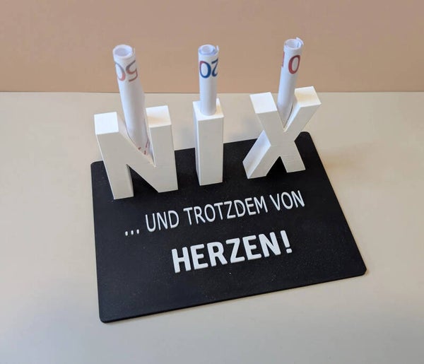 3D Geldgeschenk „NIX“ – Lustige Geschenkbox für Geldscheine