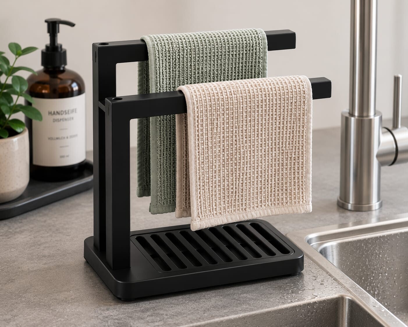 Spüllappen- & Schwammhalter mit Abtropfsieb | Küchen Organizer | 3D gedruckt | 20 × 19 × 10 cm