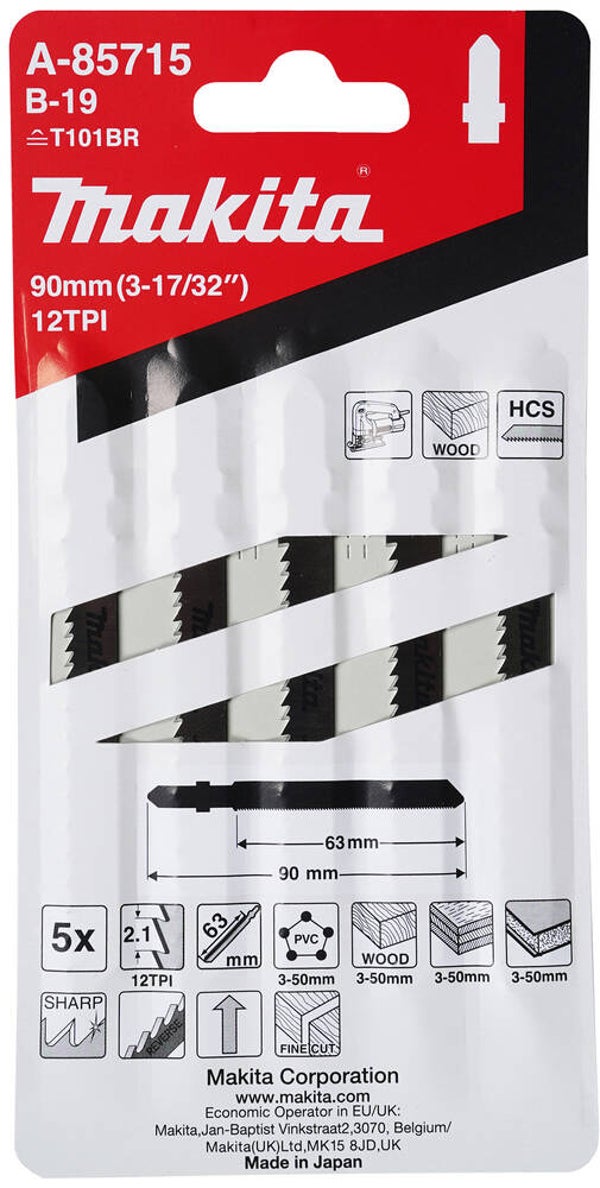 MAKITA A 85715 PK5 WOOD AND PVC Jig Saw Blade 90 x 1,25 mm