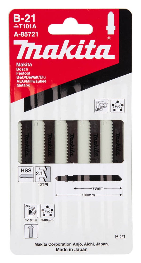 MAKITA A 85721 PK5 PLASTIC  Jig Saw Blade 100 x 1,25 mm