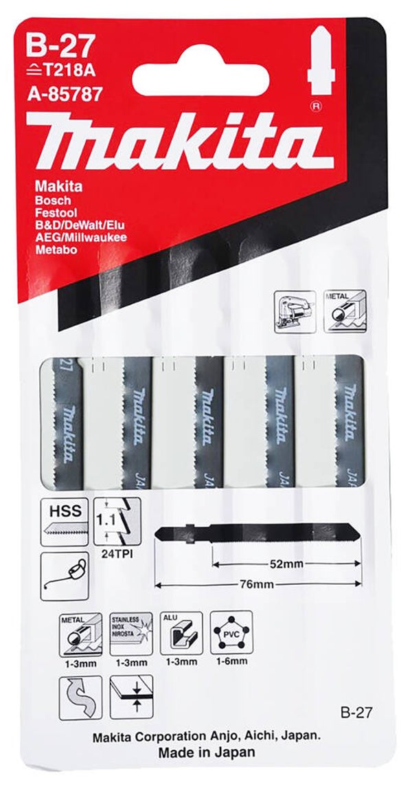 MAKITA A 85787 MILD STEEL SCROLL CUTTING Jig Saw Blade 75 x 0,9 mm