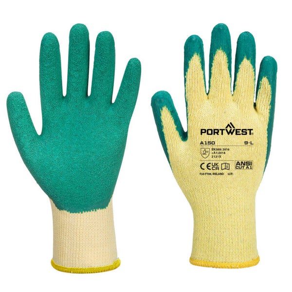 PORTWEST A150 - Grip 10 Latex Economy Glove Green