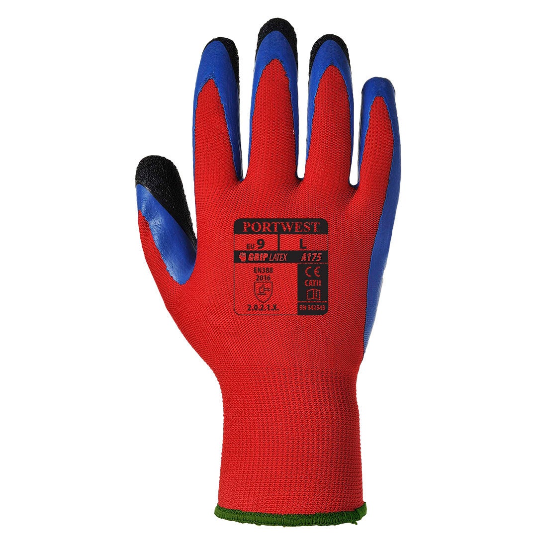 PORTWEST A175 - Grip 13 Latex Double Coated Glove Red/Blue